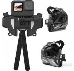 GoPro Chin Mount 용 TELESIN 헬멧 홀더 오프로드 라이딩 용 오토바이 마운트 자전거 클립 마운트 모든 모양의 Go Pro 용 헬멧 스트랩 마운트 액세서리 Max Hero11 10 9 8 7 6 5 Insta360 One X2 X3 GO2 One R DJI Osmo Action 3 Pocket 2