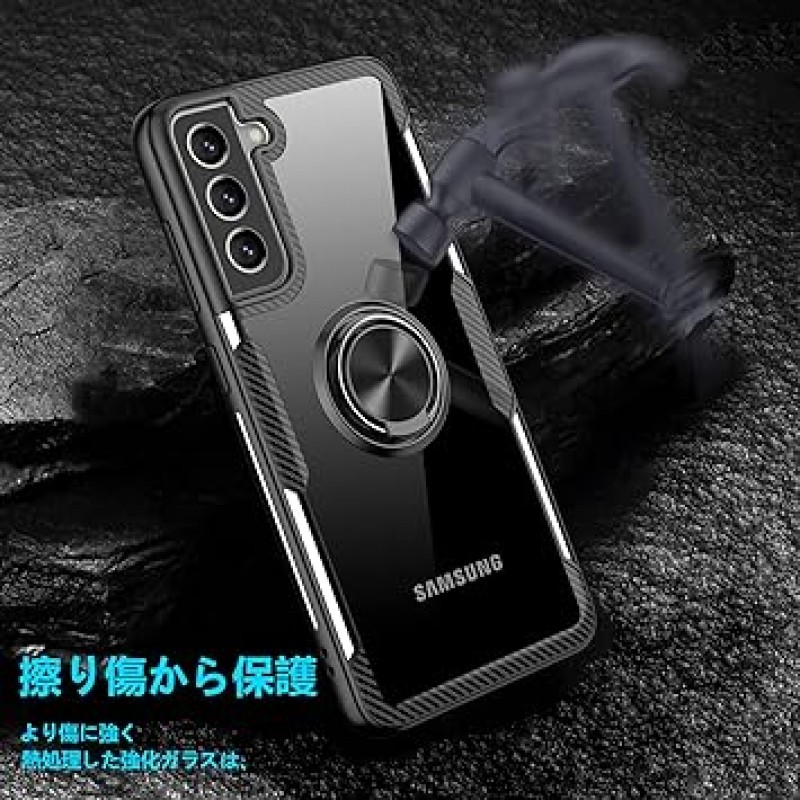 Samsung Galaxy S10 PLUS 케이스, 투명 링, 충격 방지, 얇은, 완전 보호, 후면 강화 유리 케이스, 투명 TPU 범퍼, 스탠드 기능, 투명, 낙하 방지, 충격 방지, 긁힘 방지, 지문 방지, 360도 회전, 자석, 호환 가능 카스탠드,갤럭시S10플러스 케이스커버,박형,경량,인기있는,올인원보호커버,블랙