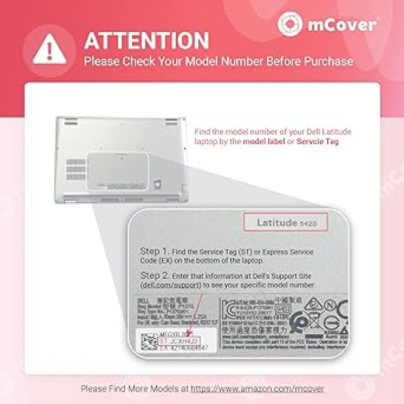 mCover 케이스 2021~2023 14인치 Dell Latitude 5420 5430 5440 Windows 노트북 컴퓨터만 지원(다른 Dell 모델에는 적합하지 않음) - 클리어