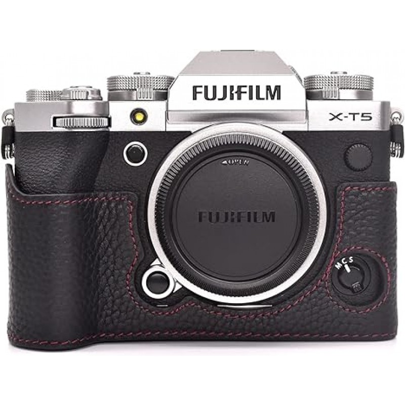 Rieibi XT5 케이스, FUJIFILM X-T5 카메라 케이스, FUJIFILM X-T5 커버, XT5 본체 케이스, 교체형 배터리, 삼각대 설치, 블랙, 모던