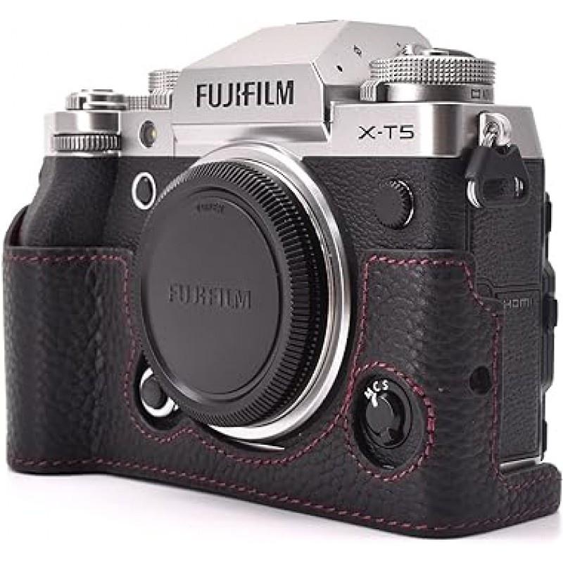 Rieibi XT5 케이스, FUJIFILM X-T5 카메라 케이스, FUJIFILM X-T5 커버, XT5 본체 케이스, 교체형 배터리, 삼각대 설치, 블랙, 모던