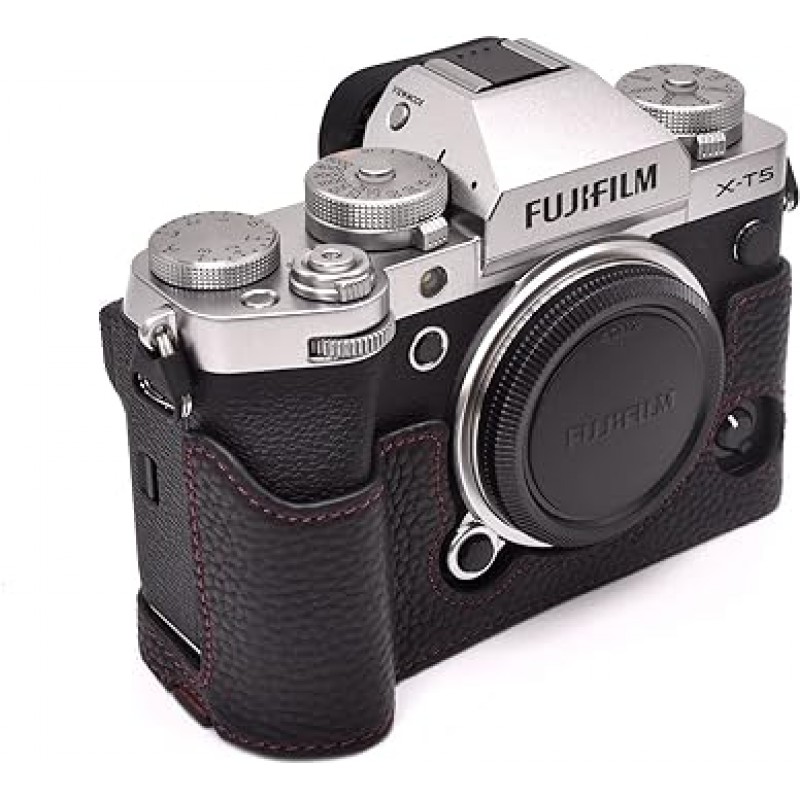 Rieibi XT5 케이스, FUJIFILM X-T5 카메라 케이스, FUJIFILM X-T5 커버, XT5 본체 케이스, 교체형 배터리, 삼각대 설치, 블랙, 모던