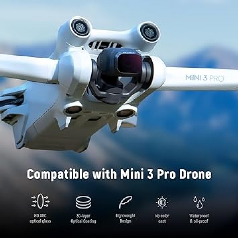 NEEWER CPL + ND8 + ND16 + ND32 + ND64 + ND128 알루미늄 합금 프레임 DJI Mini 3 Pro 용 멀티 코팅 HD 광학 유리 발수 얼룩 방지 스크래치 방지 드론 액세서리