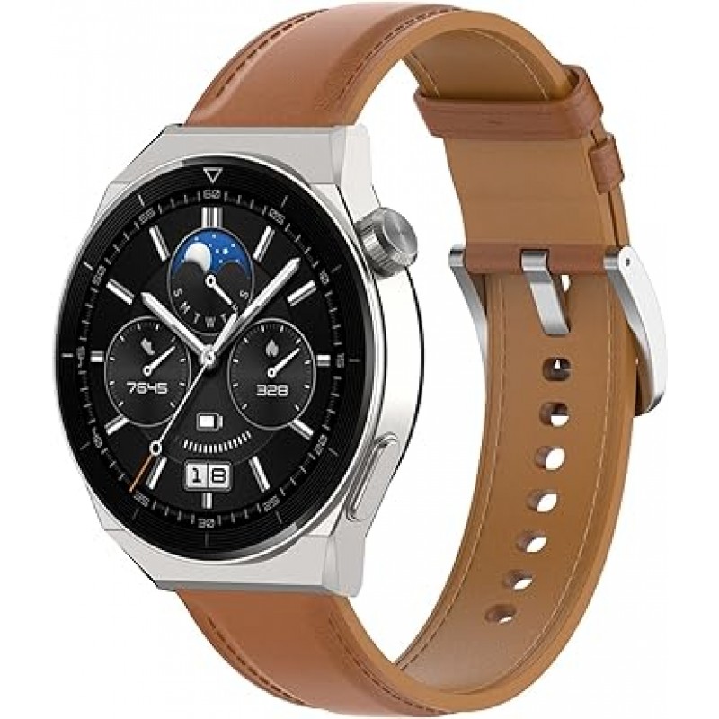 SHEAWA Band Belt for HUAWEI WATCH GT 3 Pro 46mm 정품 가죽 시계 GT3 46mm 가죽 교체 밴드 교체 스트랩 액세서리(라이트 브라운)