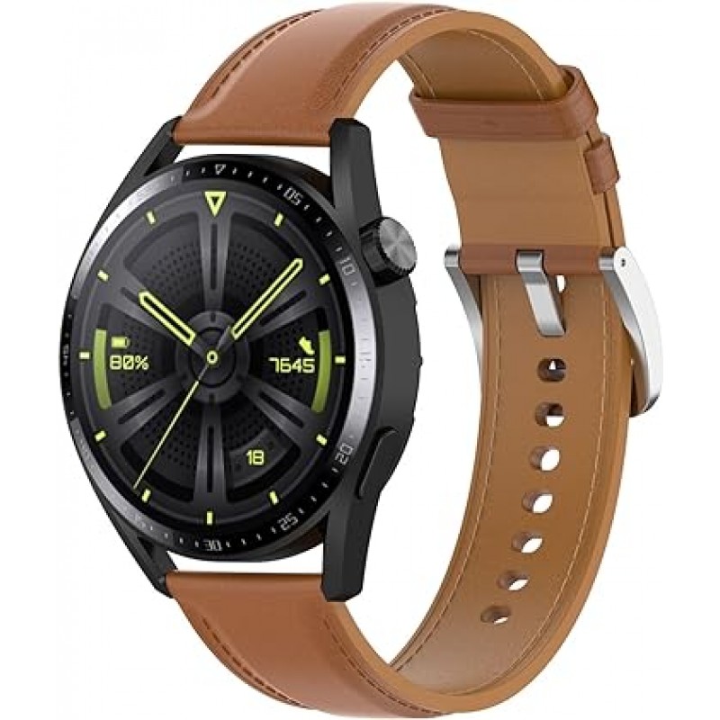 SHEAWA Band Belt for HUAWEI WATCH GT 3 Pro 46mm 정품 가죽 시계 GT3 46mm 가죽 교체 밴드 교체 스트랩 액세서리(라이트 브라운)