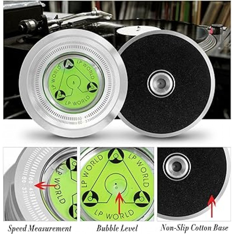KozyOne 레코드 스태빌라이저 고정밀 안정성 턴테이블 중량 스태빌라이저 알루미늄 합금 레코드 중량 클램프 진동 완화 LP 레코드 액세서리 많은 레코드 플레이어에 적용 (실버)