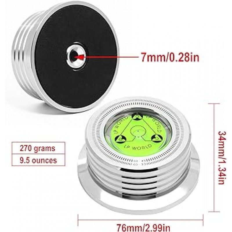 KozyOne 레코드 스태빌라이저 고정밀 안정성 턴테이블 중량 스태빌라이저 알루미늄 합금 레코드 중량 클램프 진동 완화 LP 레코드 액세서리 많은 레코드 플레이어에 적용 (실버)