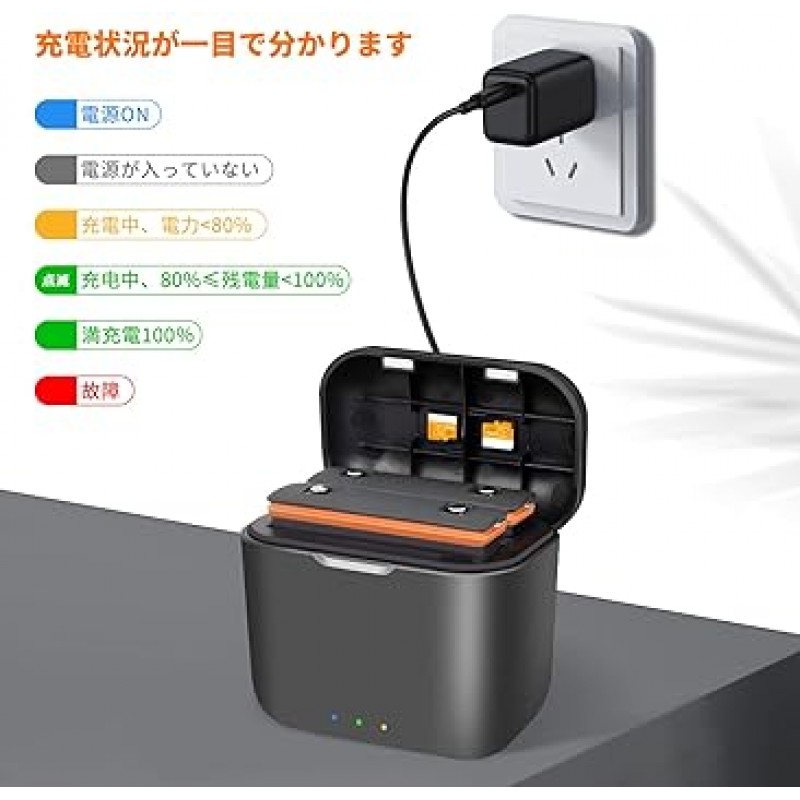 Insta360 X3 배터리 충전기, 급속 충전기, 충전식 배터리 2개, USB-C 충전 케이블이 있는 접이식 충전 케이스, 급속 충전 프로토콜 PD2.0/PD3.0, Insta360 x3 액세서리