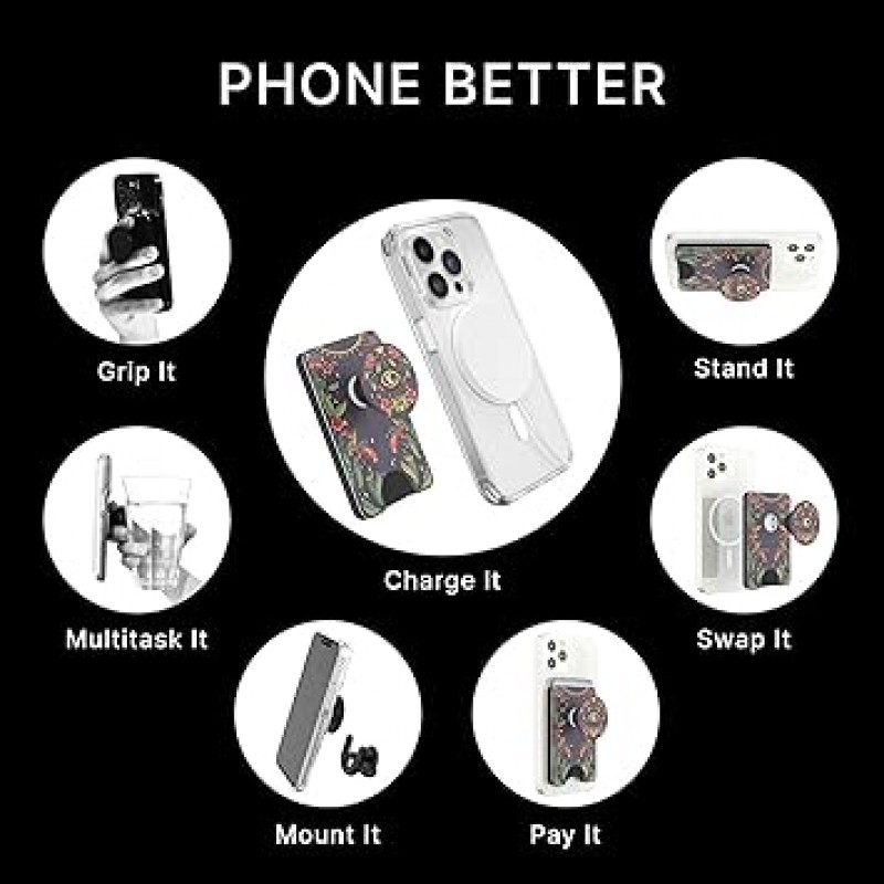 Pop Sockets Japan PopWallet + MagSafe Floral Bohemian (머그 세이프 딥 플로럴 보헤미안)