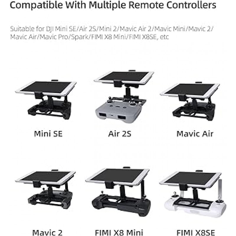 DJI Mini 3 Pro/Mavic 3/Mini SE/Air 2S/Mini 2/Mavic Air 2/Mavic Mini/Mavic 2/Mavic Air/Mavic Pro/Spark/FIMI X8 Mini/FIMI X8SE 드론, 태블릿용 YunB 원격 제어 태블릿 홀더 4.2-6.7인치 태블릿 드론 액세서리(태블릿 홀더)와 호환되는 조절 가능한 스트랩이 있는 홀더