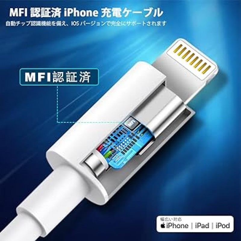 iPhone 충전기, 20W, PD, 급속 충전, PSE/MFi 인증, USB-C 충전기, USB C-Lightning 케이블, 5.9피트(1.8m), Type C, 급속 충전기, 스마트폰 충전기, iPhone 전원 어댑터, Type C, iPhone iPhone/iPad/AirPods 및 기타 USB-C 장치와 호환되는 충전기