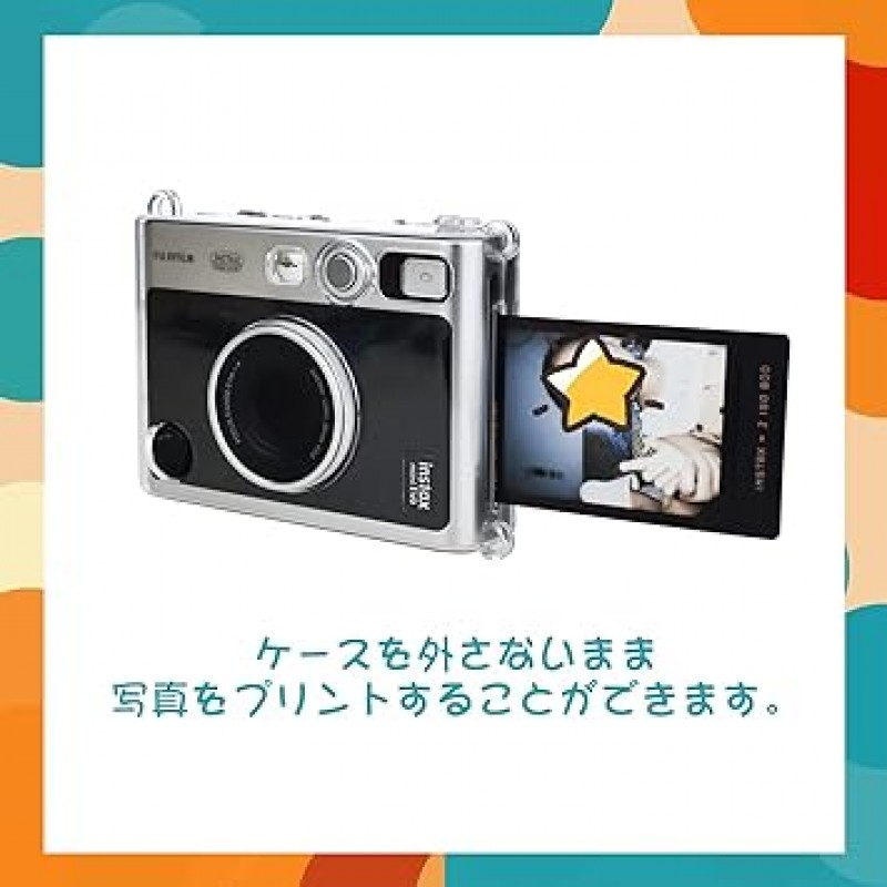 HIYQIN Fujifilm Instax Mini Evo/Liplay 카메라 케이스 카메라 보호 가방 어깨 끈이 있는 Instax Mini Evo/Liplay 케이스 전체 보호 Evo/Liplay 케이스 PU 가죽, 투명