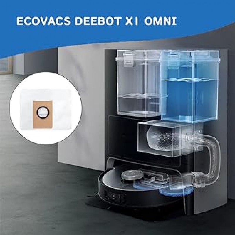 Homcari ECOVACS DEEBOT X1 OMNI 로봇 진공 청소기 X1 Turbo, X1 Plus, X1 Omni, T10 Plus, T10 OMNI 바닥 진공 청소기용 교체용 에코 더스트 박스, 소모품, 액세서리, 종이 상자(6개 세트)