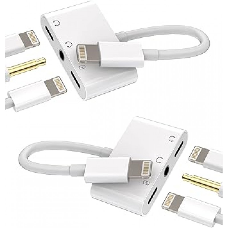 아이폰 번개 3.5mm 이어폰 어댑터 케이블 (2 팩) 3in1 동시 Lightning 잭 촛불 충전 변환기 Apple MFI 인증 애플 헤드폰 Aux 분기 코드 급속 충전기 연결 플러그 이어폰 두 가랑이 쿠 액세서리 인기 모바일 스플리터 대응 iPhone 14 14Plus 14Pro 14ProMax 13 13Pro 13ProMax 13Mini 12 12Pro 12ProMax 12Mini 11 11Pro 11ProMax X Xs Xr Sexs Mini 