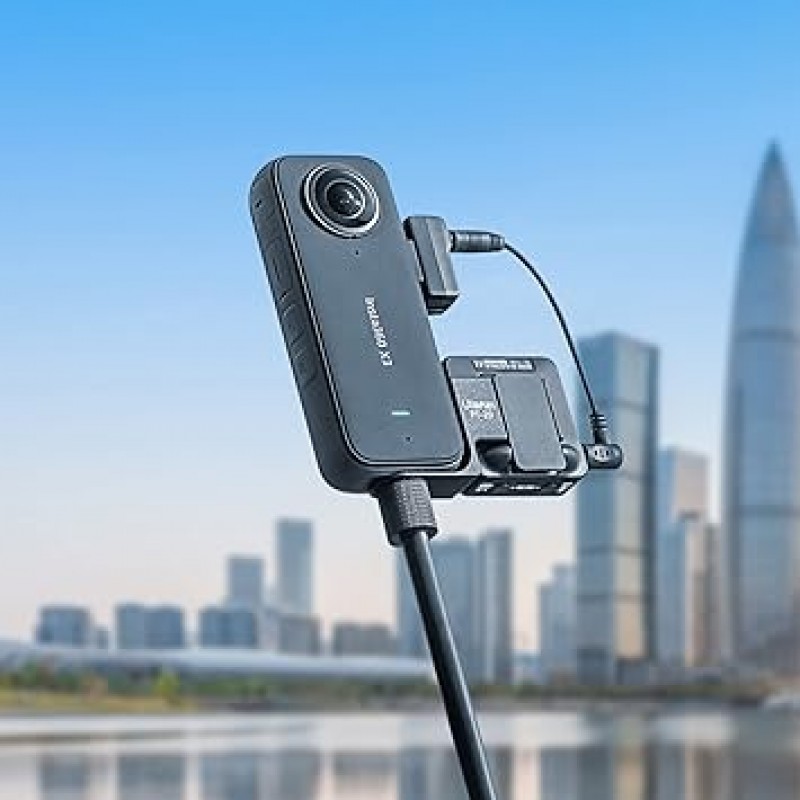 CYNOVA Insta360 X3 마이크 어댑터 외부 마이크 어댑터 Insta360 X3 카메라용 Type-C 및 3.5mm 오디오 포트 지원 Insta360 액세서리용 충전기 및 녹음 지원