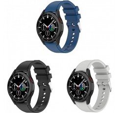 HUAYUWA GALAXY WATCH4 CLASSIC 1.6인치(42mm), 1.8인치(46mm), 1.6인치(40mm), 1.8인치(45mm)용 밴드, 교체용 밴드, 스트랩 액세서리, 블랙+딥 블루 + 실버 그레이 세트