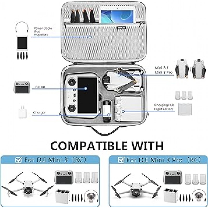 STARTRC Mini 3 Pro 운반 케이스 DJI Mini 3 드론 액세서리(Mini 3 Pro 라디오 컨트롤)용 휴대용 여행 가방