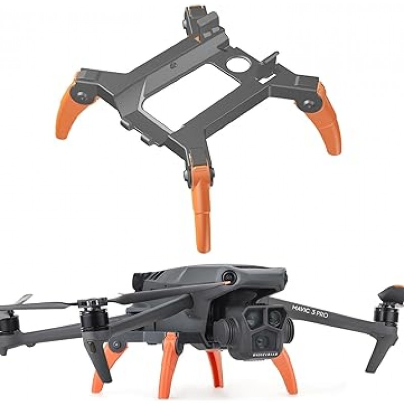 DJI Mavic 3 Pro 랜딩 기어 이륙 및 랜딩 가드 랜딩 기어 가드 증가된 랜딩 기어 높이 42mm 접이식 보호 브래킷 드론 액세서리(회색 주황색)용 TOMGDRACO