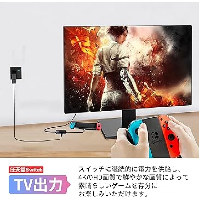 CNSL Mini Switch Dock & 교체용 케이블, Steam Deck Dock, 다기능, 경량, 4K @ 60Hz 고해상도, 3 in 1 TV 출력, 스마트폰 연결, 컴팩트, 초보자용, Type-C, USB, PSE 인증, 외관 특허 인증 , 검은색