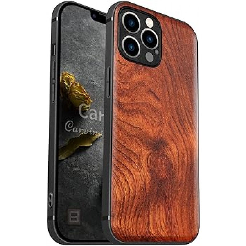 Carveit MagSafe Compatible iPhone 12 Pro Case, Wood, Natural Wood + TPU Silicone 2-in-1, iPhone 12 Pro(6.1-inch) 케이스, 내장형 마그네틱, (로즈우드 - 천연 우드 그레인)