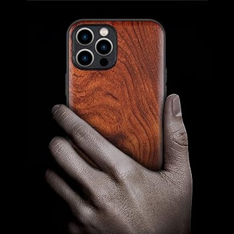 Carveit MagSafe Compatible iPhone 12 Pro Case, Wood, Natural Wood + TPU Silicone 2-in-1, iPhone 12 Pro(6.1-inch) 케이스, 내장형 마그네틱, (로즈우드 - 천연 우드 그레인)