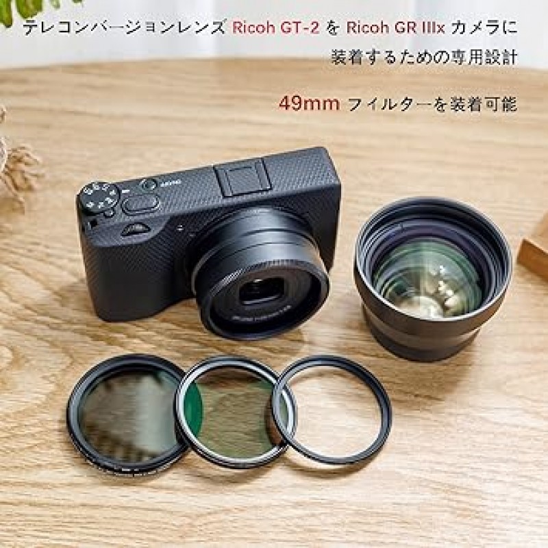 Ricoh GT-2 용 JJC GA-2 렌즈 어댑터 Ricoh Ricoh GR IIIx GRIIIx GR3x 카메라 용 Teleconversion 렌즈 Ricoh GA-2 렌즈 어댑터와 호환되는 49mm 필터