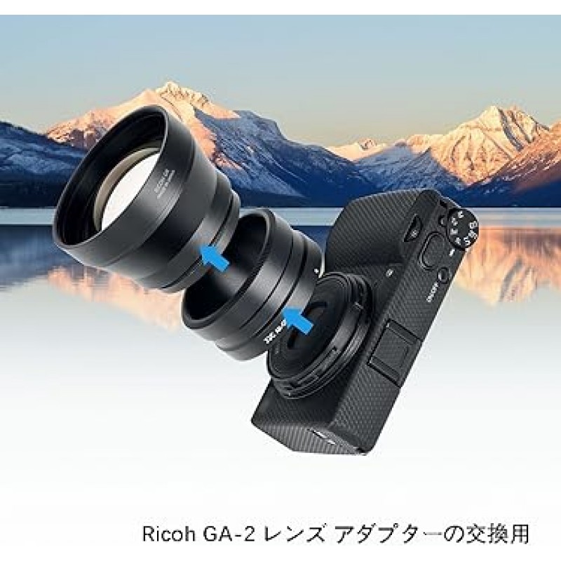 Ricoh GT-2 용 JJC GA-2 렌즈 어댑터 Ricoh Ricoh GR IIIx GRIIIx GR3x 카메라 용 Teleconversion 렌즈 Ricoh GA-2 렌즈 어댑터와 호환되는 49mm 필터