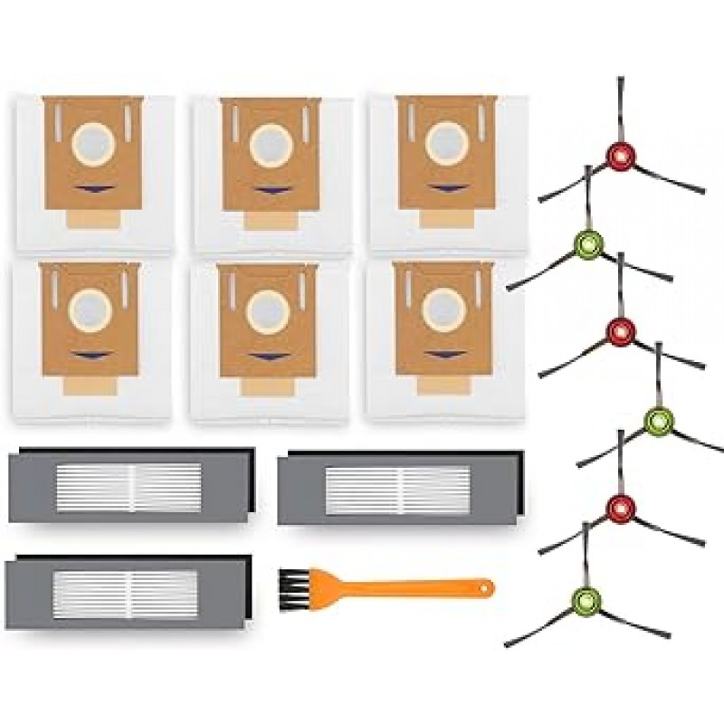 DEEBOT OZMO N8 / N8+ / N8 Pro+ / T8 / T8 AIVI / T8 AIVI+ / T8 MAX / T9+ / T9 AIVI+ 시리즈 교체 필터 사이드 브러시 더스트 박스 교체 에코 페이퍼 팩용 16피스 ​​Eco Bucks 소모품 교체 필터
