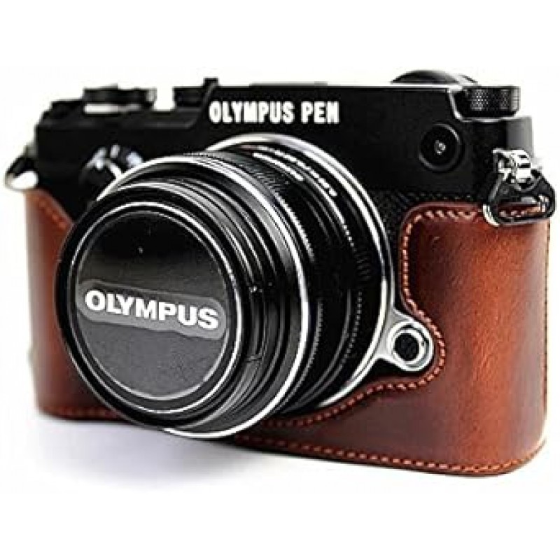 Olympus Olympus PEN PEN – F penf Pen F 카메라 가방 Camera Case, koowl Top Manmade PU reza-kameraha-huke-su, Olympus Olympus PEN PEN – F penf Pen F SLR 카메라 케이스, 방수, 방진, 핸드헬드, Fretwork Base + 핸드스트랩(탈부착) , 커피색상