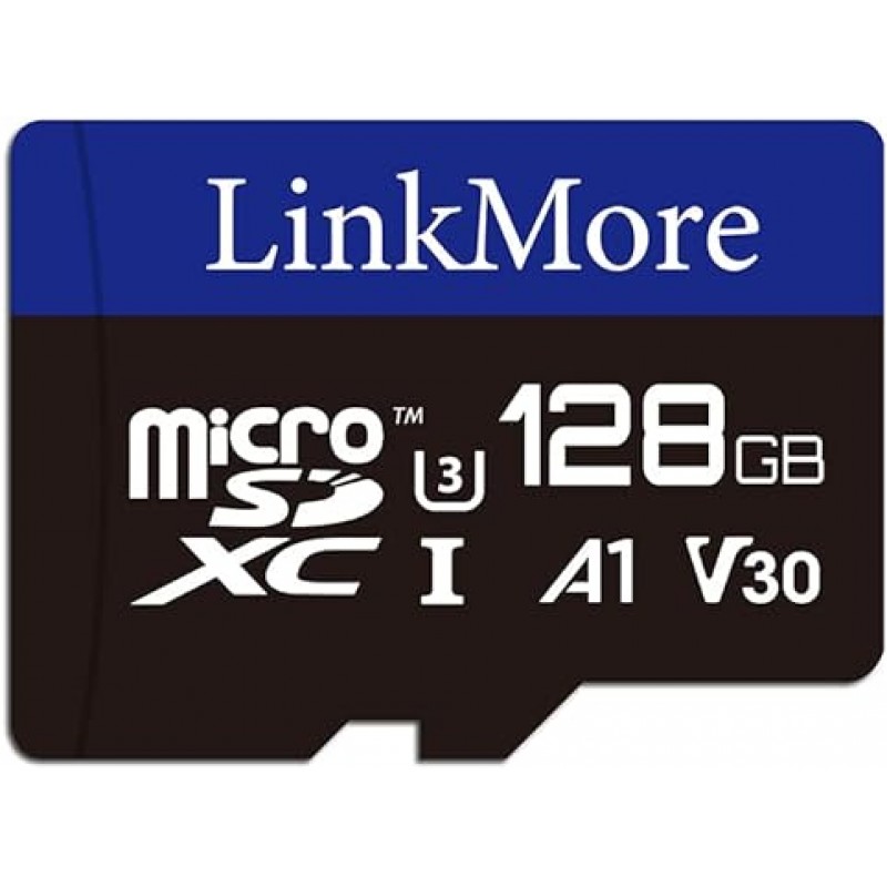 Nintendo Switch용 LinkMore 128GB 마이크로 SD 카드, MicroSDXC 카드, U3, A1, V30, SD 어댑터 포함(최대 95MB/s 읽기)