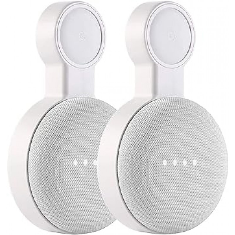 콘센트 벽 마운트 홀더 Google Nest Mini 및 Google Home Mini 용 공간 절약 액세서리 코드 관리가있는 Google Mini 스마트 스피커 용 번잡한 배선이나 나사 없음 (2 개 팩)