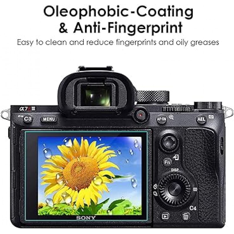 QIBOX 스크린 프로텍터 Sony Alpha a7RIII a7RIV A7R3 A9 A7RII A7SII A77II RX100 카메라 대응 강화 유리 스크린 가드 끝에서 끝까지 풀 커버 [3장 팩]