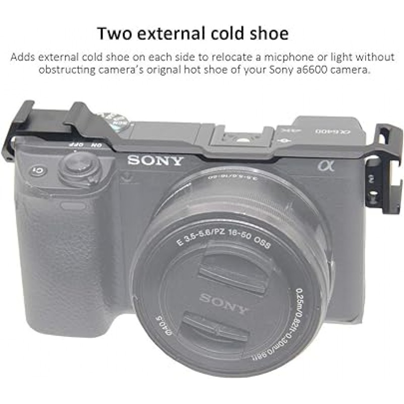 듀알코올 드슈 어댑터 이전 플레이트 간단 푸드 마이크 연장 콜드 슈 마운트 브래킷 Sony Alpha A6400 ILCE-6400 카메라용 Vlogging 비디오 제작 촬영 액세서리