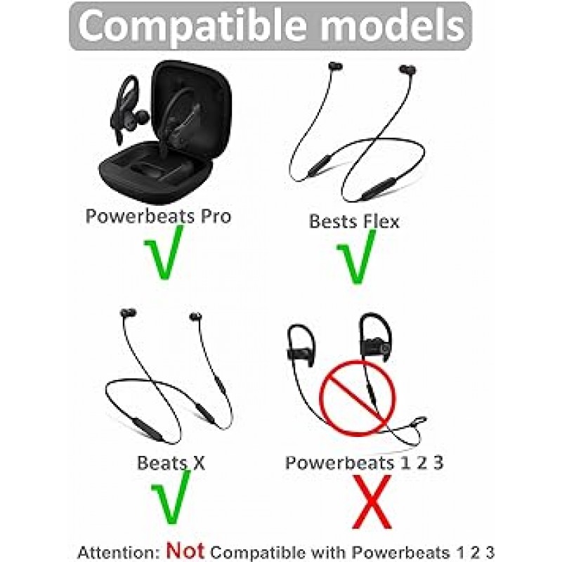 8 세트 Powerbeats Pro 이어팁 배드, 4 사이즈 교환 소프트 플렉시블 피트 케이스 노이즈 저감 실리콘 젤 이어폰 귀 끝 윙 스킨 액세서리 Beats Flex / BeatsX와 호환 가능