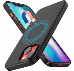 iPhone 14용 케이스, 자기 안전, 마그네틱, 화면 및 렌즈 보호, 충격 방지, 지문 방지, 초박형, 초내마모성, 경량, Qi 충전 지원, 블랙