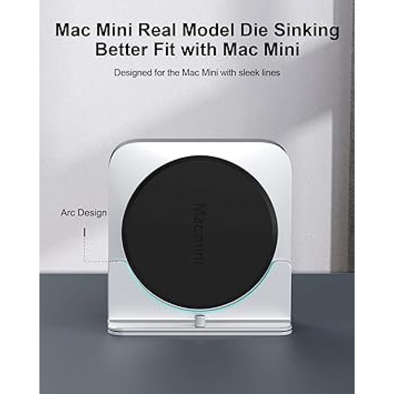 Hagibis Mac Mini용 스탠드 세로 두어 mac 스탠드 알루미늄 합금 미끄럼 방지 책상 Mac Mini 보관함 책상 수납 M2 칩 Mac Mini M2, MC25 Pro 등에 대응