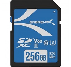 SABRENT SD 카드 256GB, SD 카드 V60, 메모리 카드, UHS-II 메모리 카드 SDXC, PS5, PS4, Macbook 및 기타 장치용 최대 270MB/s의 고속 전송(SD-TL60-256GB)