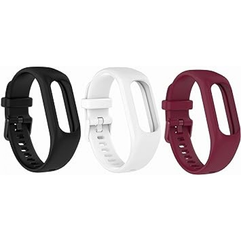 Garmin vivosmart 5 밴드 벨트 3색 세트 교체 밴드 Garmin vivosmart 5용 실리콘 스포츠 밴드 교체 벨트 스트랩 액세서리(블랙+화이트+와인 레드)