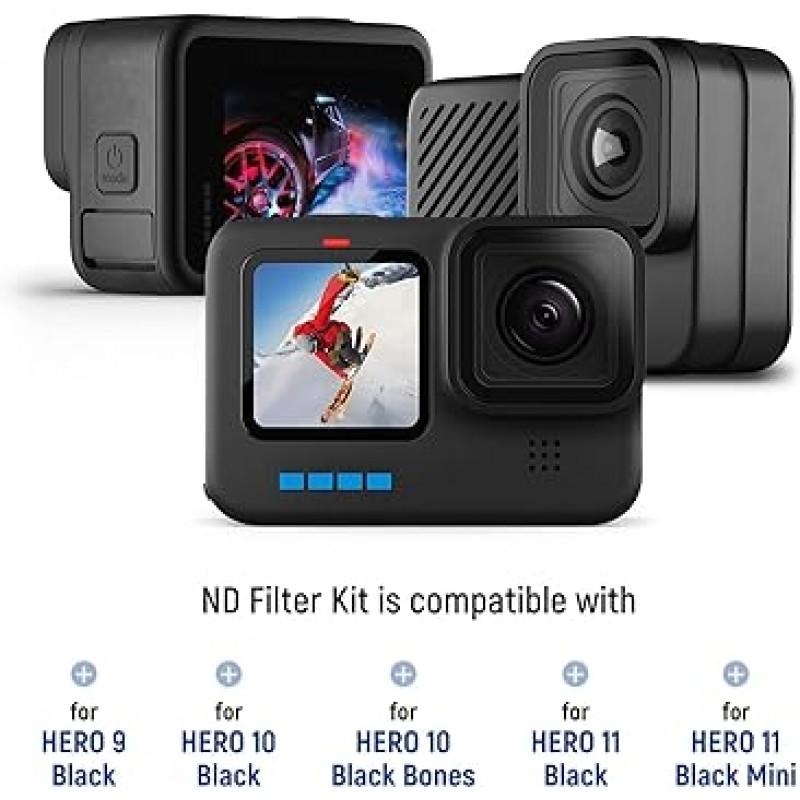 GoPro Hero 11 Hero 10 Black Hero 9 4 팩용 NEEWER ND 필터 세트(ND8 ND16 ND32 CPL) 멀티 코팅 HD 초박형 중립 밀도 편광 렌즈 필터 키트 액션 카메라 액세서리(검은색)