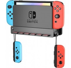 SPORTLINK Switch Wall Halter Storage Stand, Display Mount, Switch and Switch OLED Models, Dock, Body, Strap, Joy-Con, Complete Storage, Wall Mount, 스위치용, TV 근처 또는 뒤, 공간 절약, 빠른 방열, 쉬운 설치