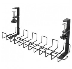 SAIKEYO 케이블 트레이, 책상 밑, 배선 트레이, 케이블 정리함, 케이블 보관함, 클램프 유형, 42 x 12 x 18.5cm(16.5 x 4.7 x 7.3인치), 블랙