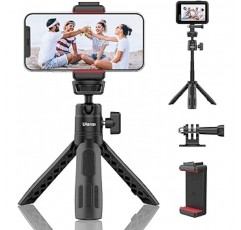 Ulanzi 미니 삼각대, 스마트폰 삼각대 스탠드, 스마트폰 홀더 포함, GoPro 마운트, 콜드슈, 3단 망원, 셀카봉, 탁상용 삼각대, 카메라 삼각대, 360° 회전, 카메라 삼각대, 1/4 나사 구멍, 휴대가 편리함, 스마트폰 삼각대 , Vlog, 비디오, 셀카봉, GoPro, Sony, OsmoPocket, Canon, Nikon, Android, iPhone, 액션 카메라 등과 호환 가능