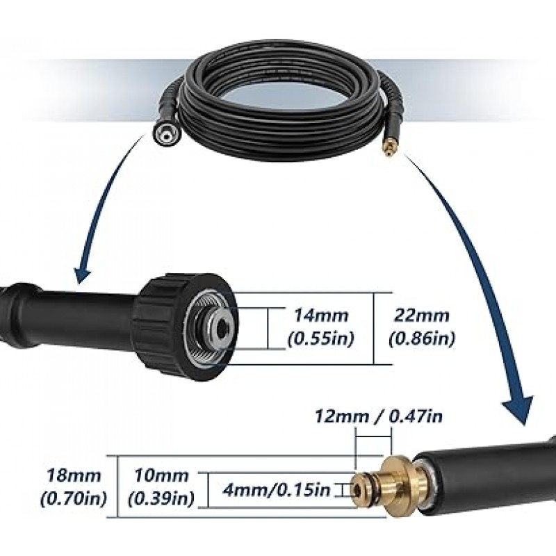 DERASL Karcher 고압 세척기 호스(19.7ft(6m) 구형 모델 M22(14mm) - Karcher K2에 맞는 액세서리