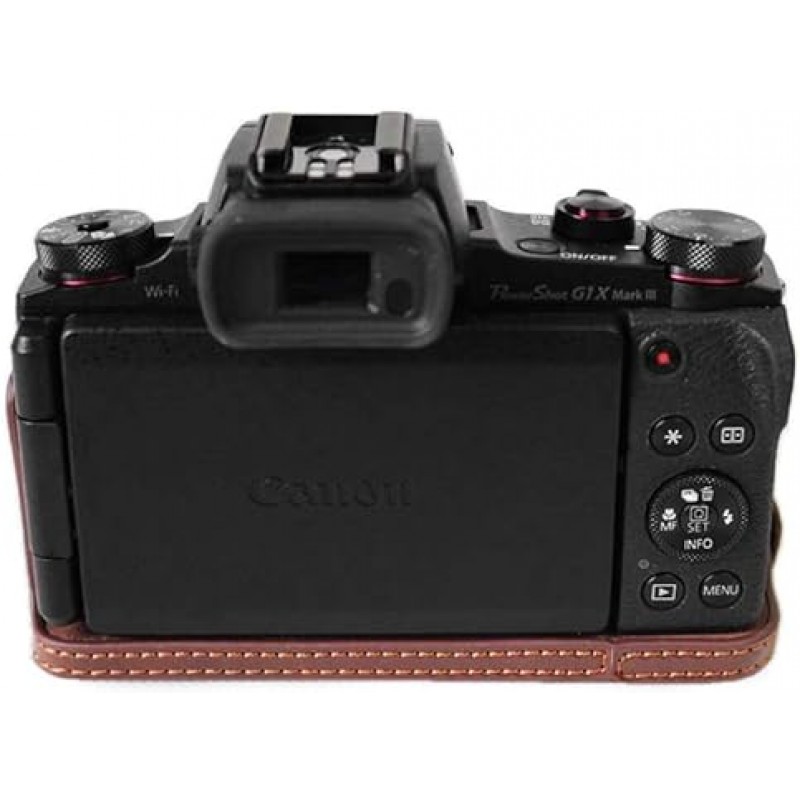 Kinokoo Canon PowerShot G1 X Mark III 전용 카메라 케이스 배터리 교체용 카메라 가방 삼각대 나사 구멍 포함 PU 가죽 전체 보호 어깨끈 기호 크로스 포함 , 커피