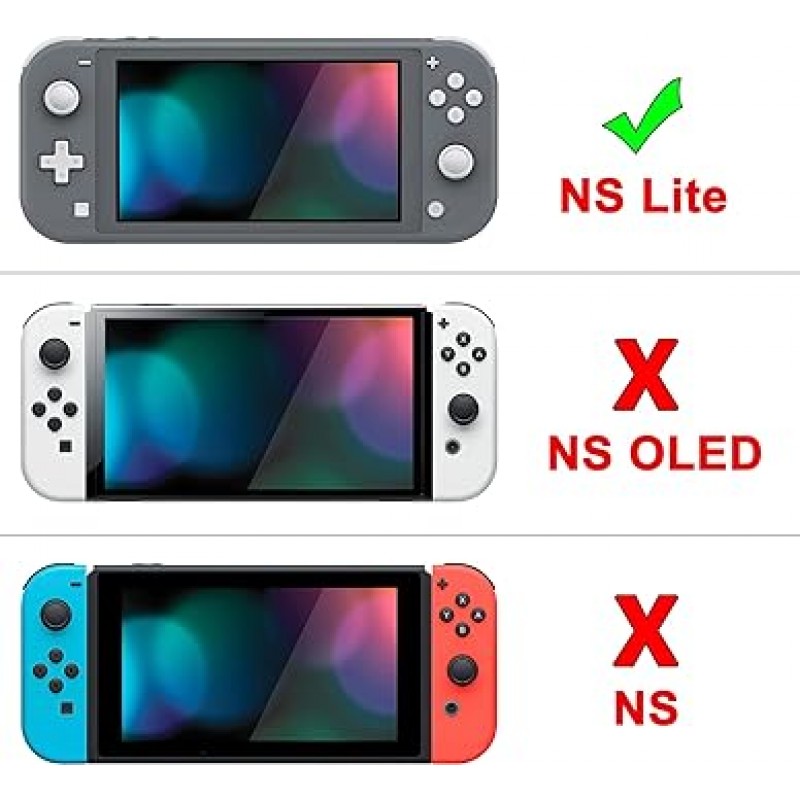 Nintendo Switch Lite용 PlayVital ZealProtect 광택 보호 쉘, Switch Lite용 인체공학적 하드 쉘, 조이콘 쉘, 유리 필름, 사무라이 커버, 버튼 캡 포함[카멜레온 블루 퍼플)