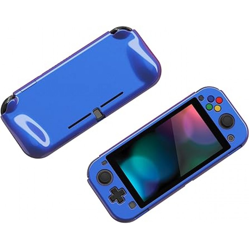 Nintendo Switch Lite용 PlayVital ZealProtect 광택 보호 쉘, Switch Lite용 인체공학적 하드 쉘, 조이콘 쉘, 유리 필름, 사무라이 커버, 버튼 캡 포함[카멜레온 블루 퍼플)