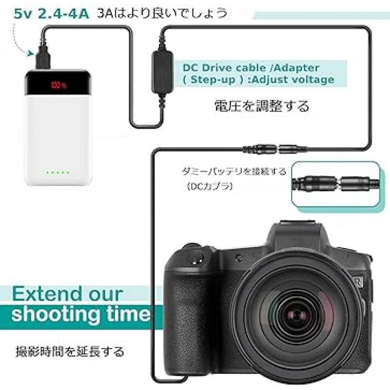 5V USB 어댑터 키트 + 5V3A 어댑터 + DMW DCC8 BLC12 BLC12E 가상 배터리 호환 모델 번호 Panasonic Lumix DMC GX8 FZ1000 FZ300 FZ200 G7 G6 G5 GH2K GH2S DC-G90 DC-G91 DC-G91 DC-GC-G91 g95 d C-G99 DMC G80 G85