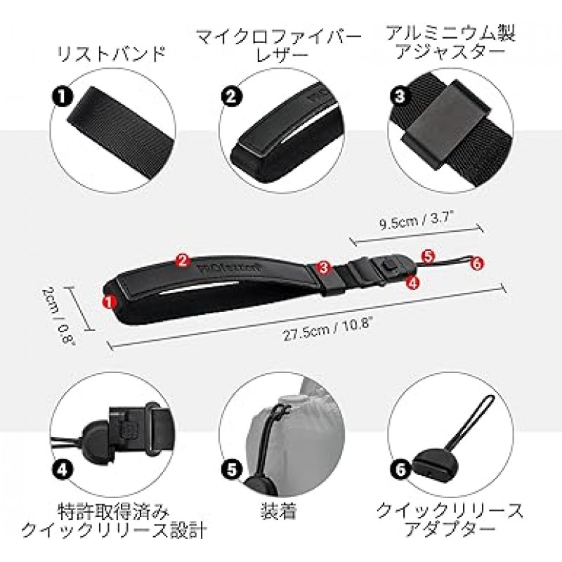 PROfezzion 핸드 스트랩, 퀵 릴리스, 손목 카메라 스트랩, 카메라 스트랩, 조절기, 조정 가능, 낙하 방지, Nikon Z fc Z6II Z7II Z5 Z30 Z50 Z7 Z6 D850 D780 D500 D7500 D7200 D5600 D5500 D5300 D52 00 D5 100 D5000