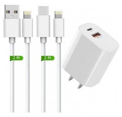 iPhone 충전기, 20W, PD, 급속 충전, MFi/PSE 인증, Type C 충전기, USB C-iPhone 케이블, 6.6피트(2m), USB A-iPhone 케이블, 6.6피트(2m), USB-C 급속 충전기 , 스마트폰 충전기, iPhone 전원 어댑터, Type C, iPhone 충전기, iPhone/iPad/AirPods 및 기타 USB-C USB-A 장치와 호환 가능