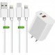 iPhone 충전기, 20W, PD, 급속 충전, MFi/PSE 인증, Type C 충전기, USB C-iPhone 케이블, 6.6피트(2m), USB A-iPhone 케이블, 6.6피트(2m), USB-C 급속 충전기 , 스마트폰 충전기, iPhone 전원 어댑터, Type C, iPhone 충전기, iPhone/iPad/AirPods 및 기타 USB-C USB-A 장치와 호환 가능